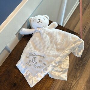 Little Me White Welcome to the World Bear Security Baby Blanket Lovey
